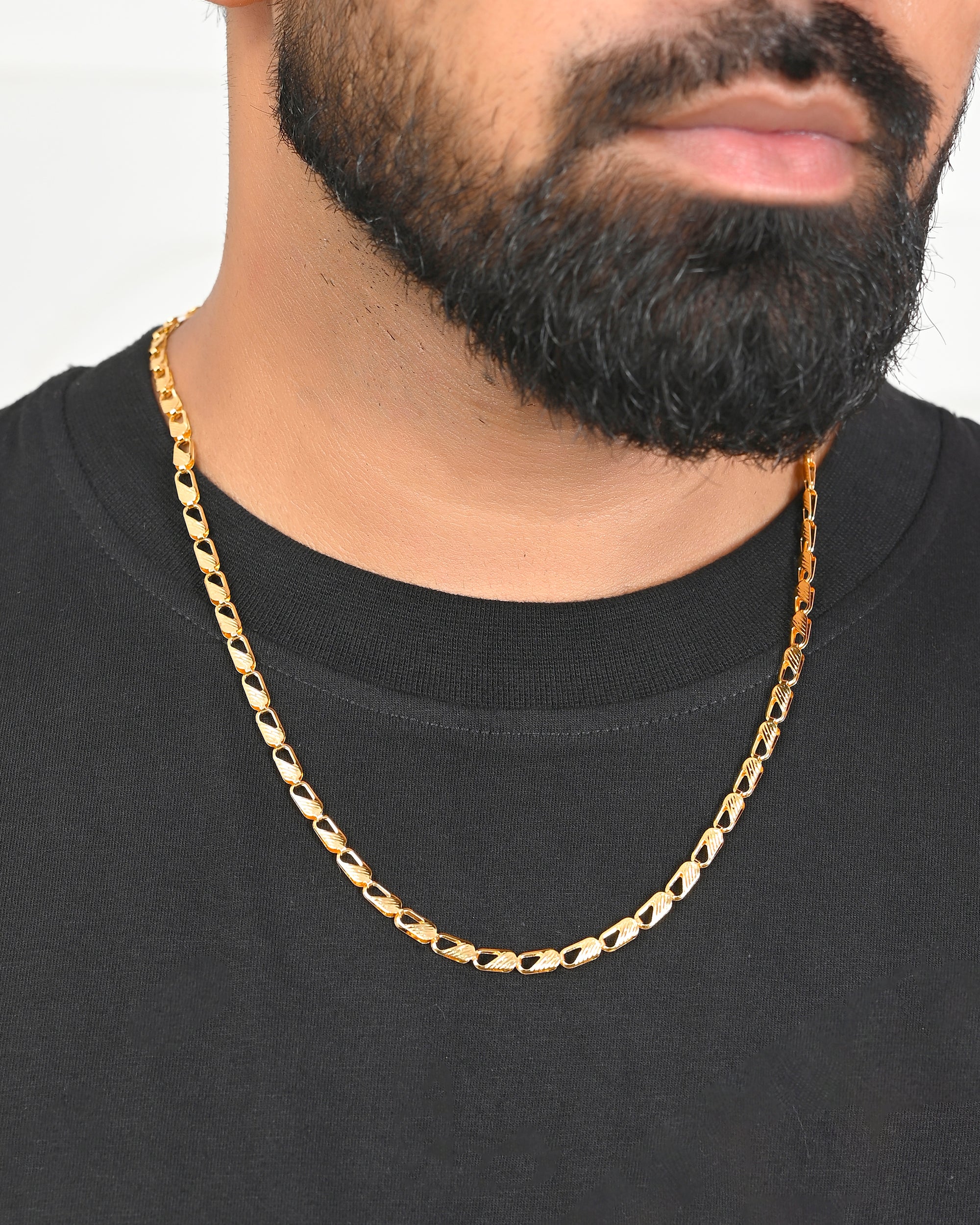 VOJ Gold-Polished Men Designer Chain