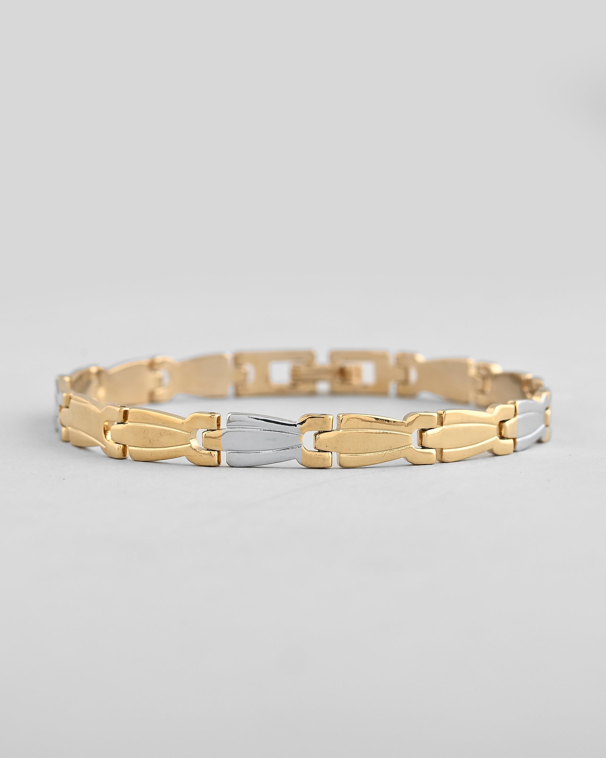 VOJ Gold and Silver Polished Designer Men Bracelet - Distacart