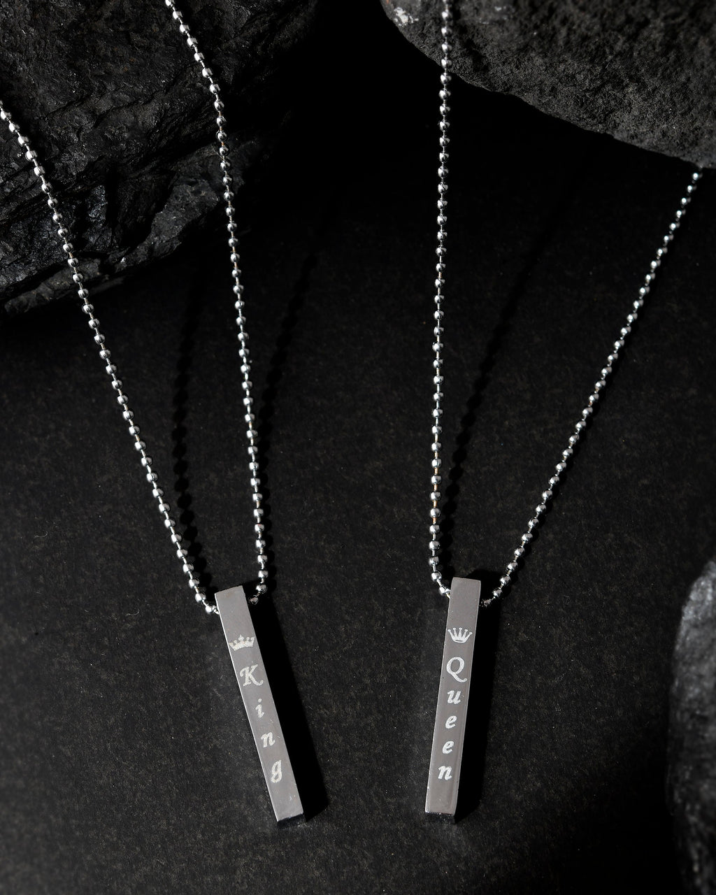 VOJ Silver Plated Couple King & Queen Chain Set
