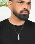 VOJ Silver Plated Men Chain With Leaf Shaped Pendent