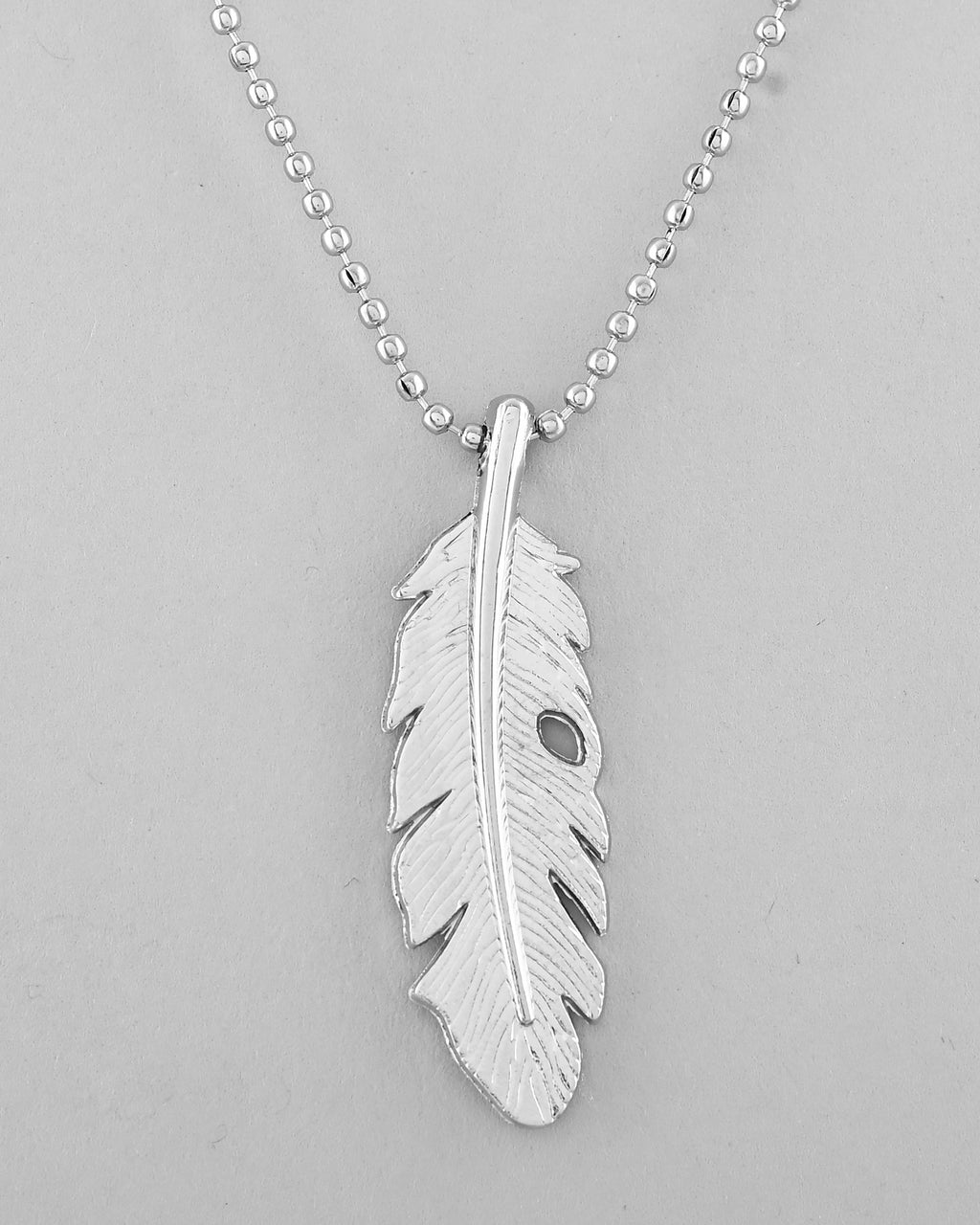 VOJ Silver Plated Men Chain With Leaf Shaped Pendent
