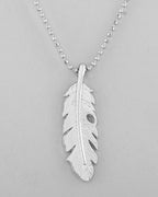 VOJ Silver Plated Men Chain With Leaf Shaped Pendent