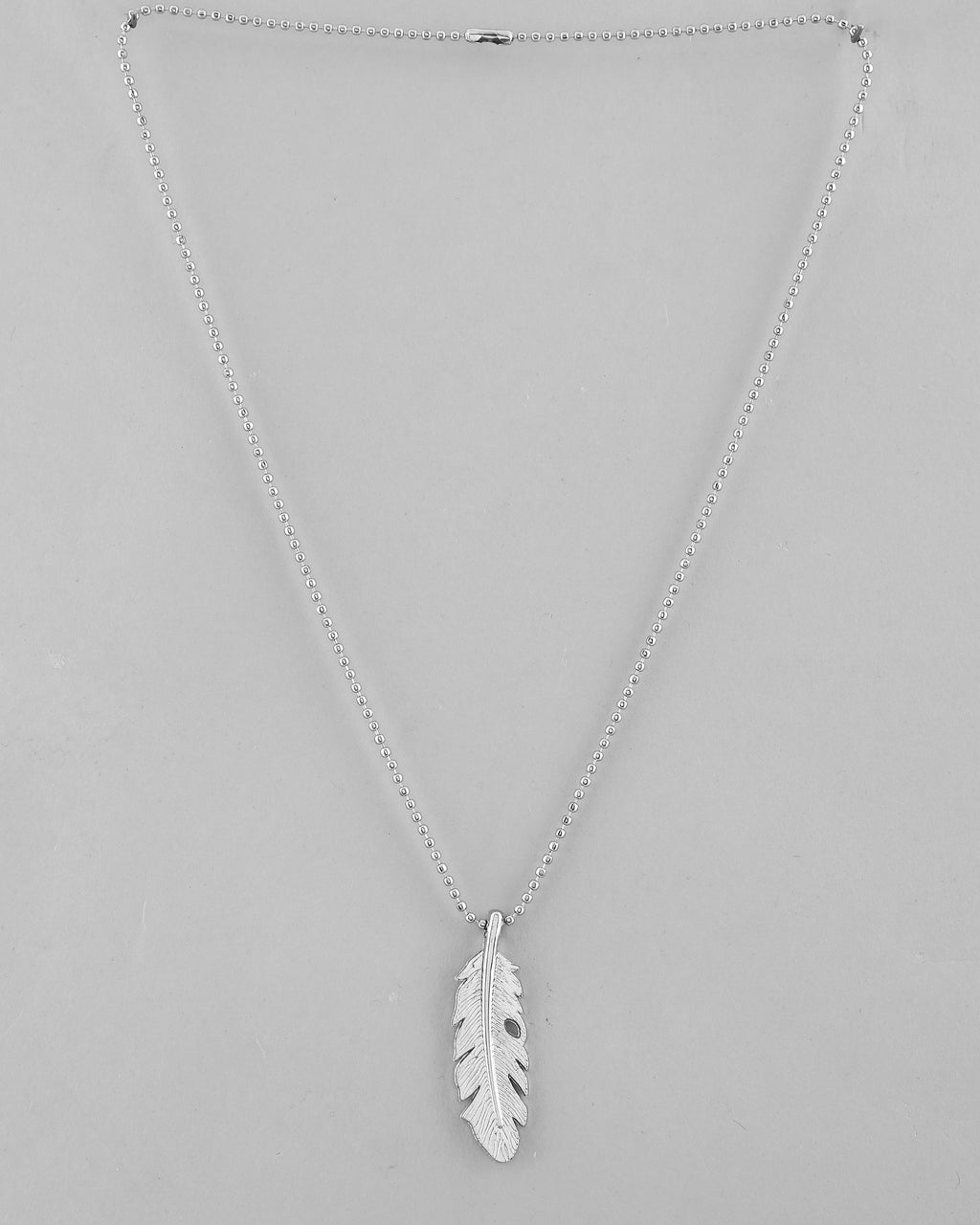 VOJ Silver Plated Men Chain With Leaf Shaped Pendent