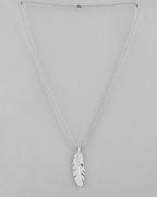 VOJ Silver Plated Men Chain With Leaf Shaped Pendent