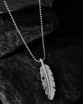 VOJ Silver Plated Men Chain With Leaf Shaped Pendent
