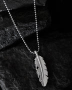 VOJ Silver Plated Men Chain With Leaf Shaped Pendent
