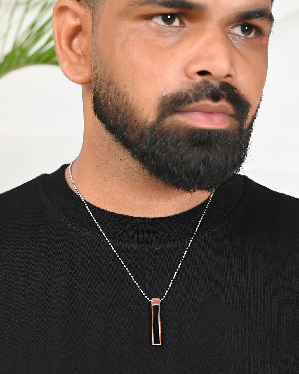 VOJ Silver Plated Men Chain With Rectangular Shaped Pendent