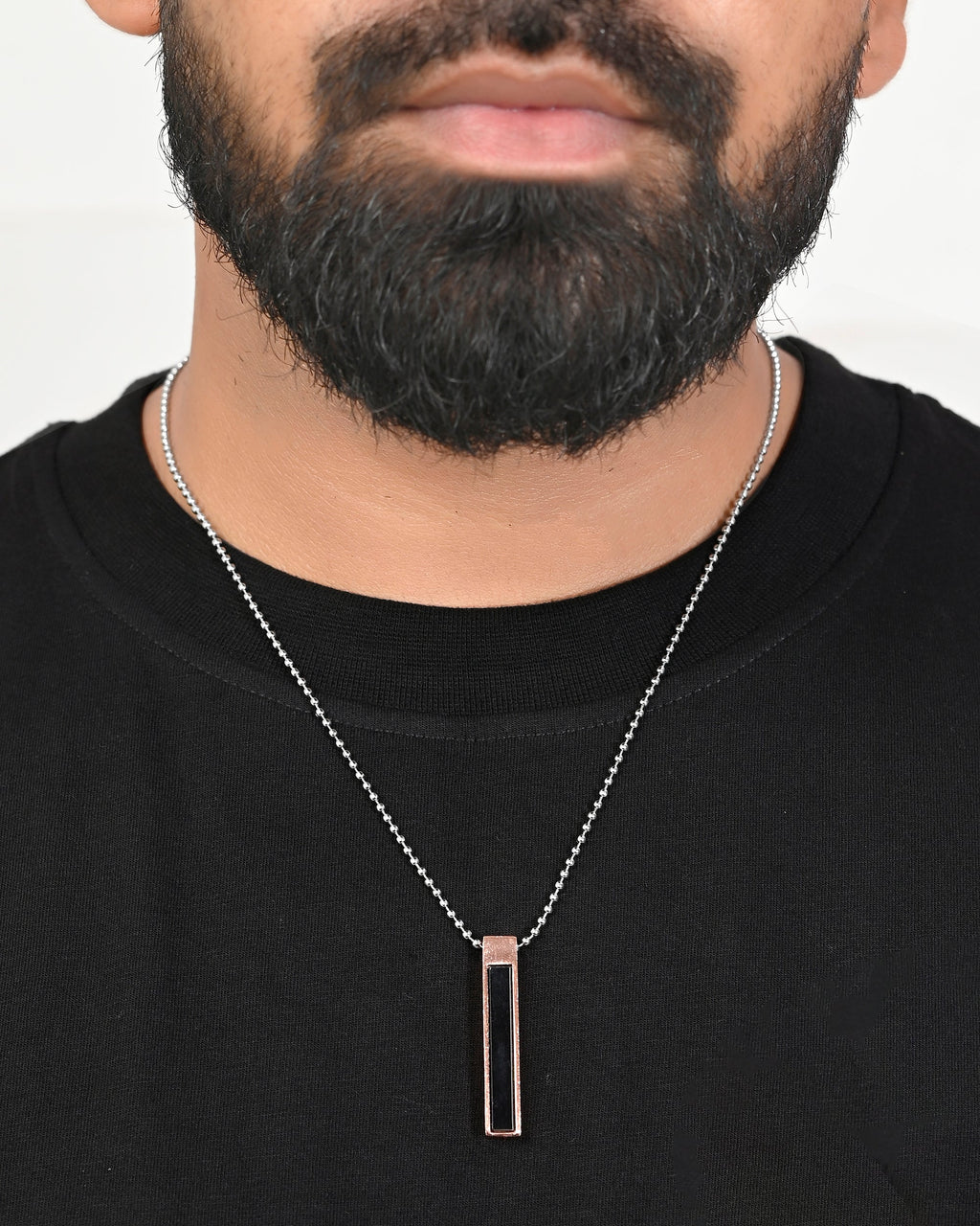 VOJ Silver Plated Men Chain With Rectangular Shaped Pendent