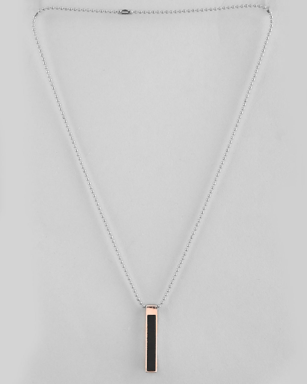 VOJ Silver Plated Men Chain With Rectangular Shaped Pendent