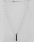 VOJ Silver Plated Men Chain With Rectangular Shaped Pendent