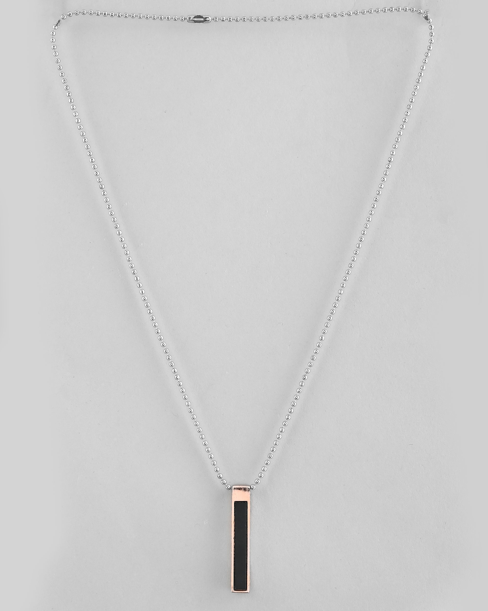 VOJ Silver Plated Men Chain With Rectangular Shaped Pendent