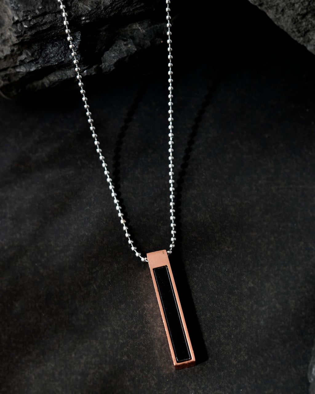 VOJ Silver Plated Men Chain With Rectangular Shaped Pendent