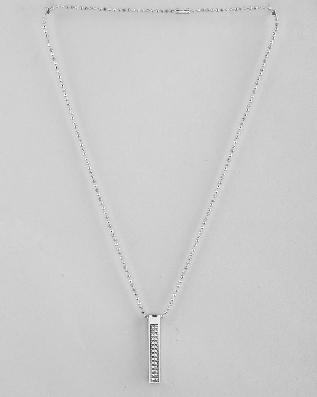 VOJ Silver Plated Men Chain With Rectangular Shaped AD Stone Studded Pendent