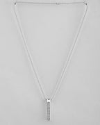 VOJ Silver Plated Men Chain With Rectangular Shaped AD Stone Studded Pendent