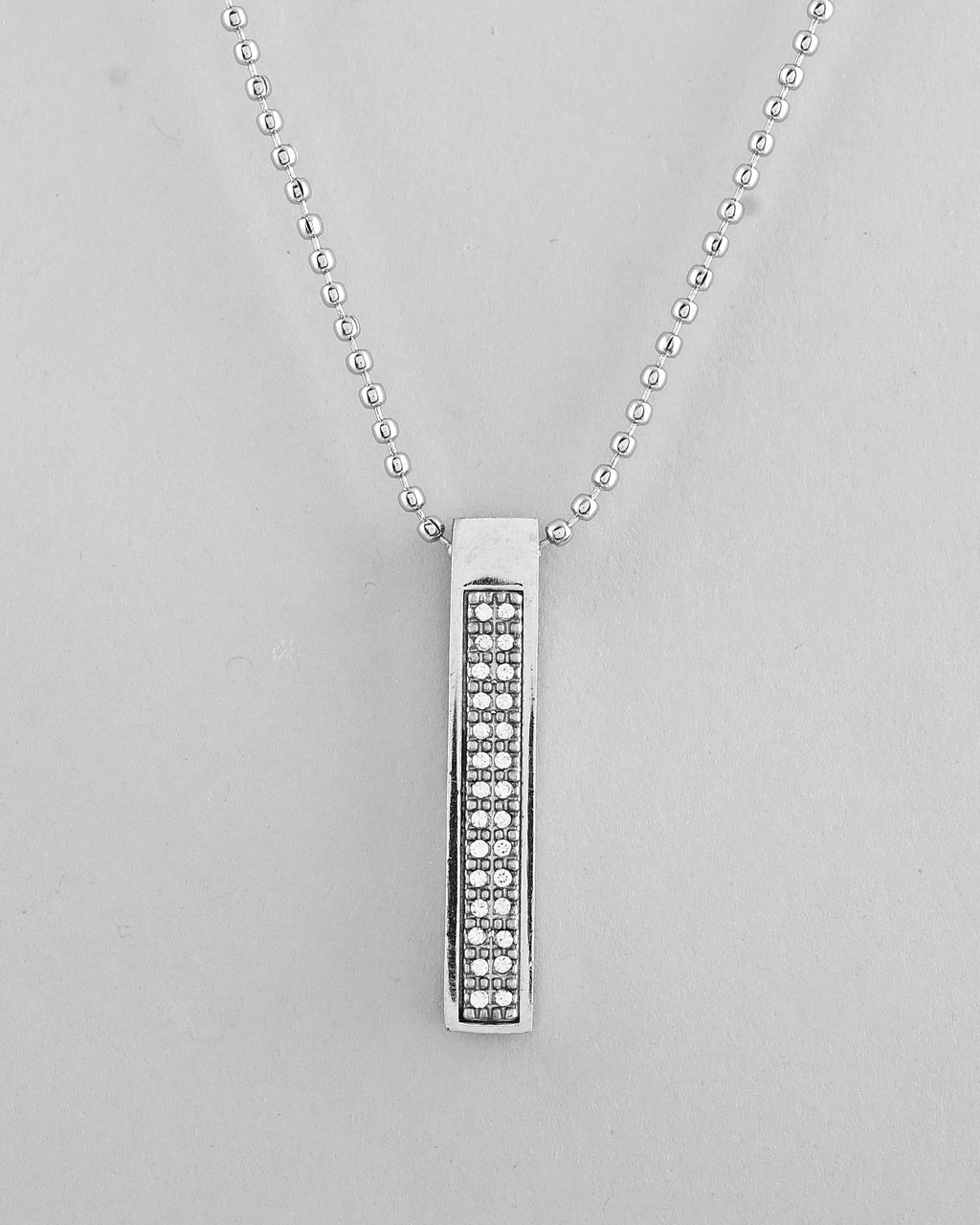 VOJ Silver Plated Men Chain With Rectangular Shaped AD Stone Studded Pendent