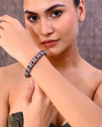 VOJ Rhodium Plated Red Stone Studded Kada Bracelet - Distacart