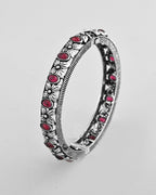 VOJ Rhodium Plated Red Stone Studded Kada Bracelet - Distacart