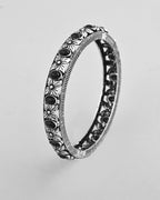VOJ Rhodium Plated Black Stone Studded Kada Bracelet - Distacart