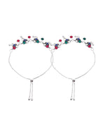 VOJ Set of 2 Silver-Plated Peacock Shaped Artificial Stones Anklet - Distacart