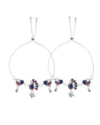 VOJ Set of 2 Silver-Plated Peacock Shaped Stone Studded Anklet - Distacart