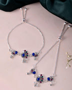 VOJ Set of 2 Silver-Plated Peacock Shaped Stone Studded Anklet - Distacart