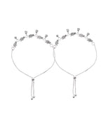 VOJ Set of 2 Silver Plated Bird And Rose Shaped Anklet - Distacart