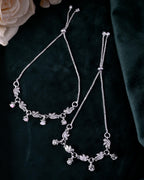 VOJ Set of 2 Silver Plated Bird And Rose Shaped Anklet - Distacart