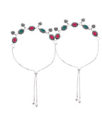 VOJ Set of 2 Silver-Plated Artificial Stones Studded Anklet - Distacart