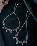 VOJ Set of 2 Silver-Plated Artificial Stones Studded Anklet - Distacart