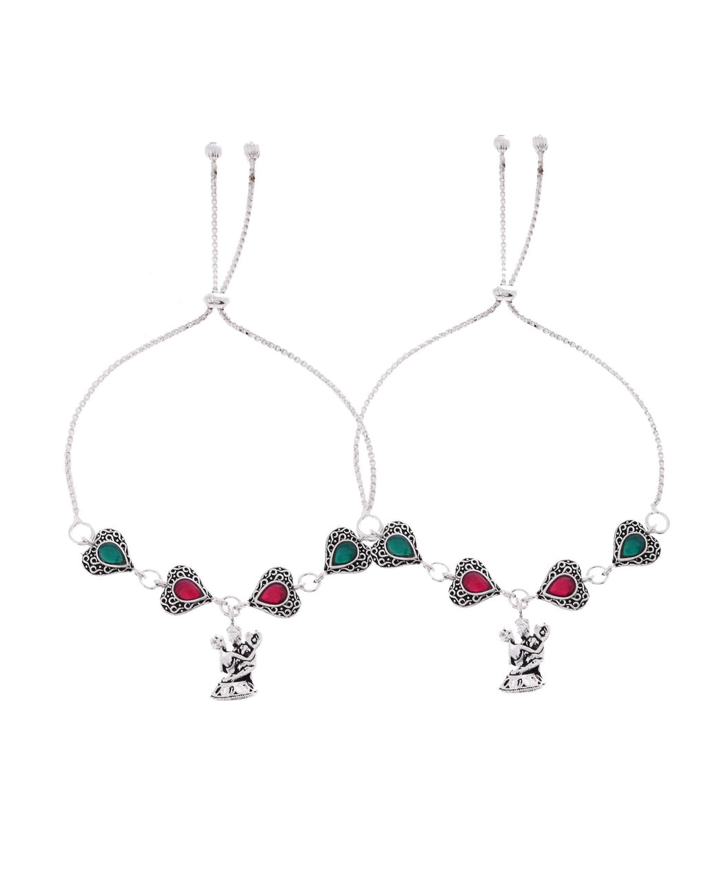 VOJ Set of 2 Silver Plated Dancing Couple Anklet - Distacart