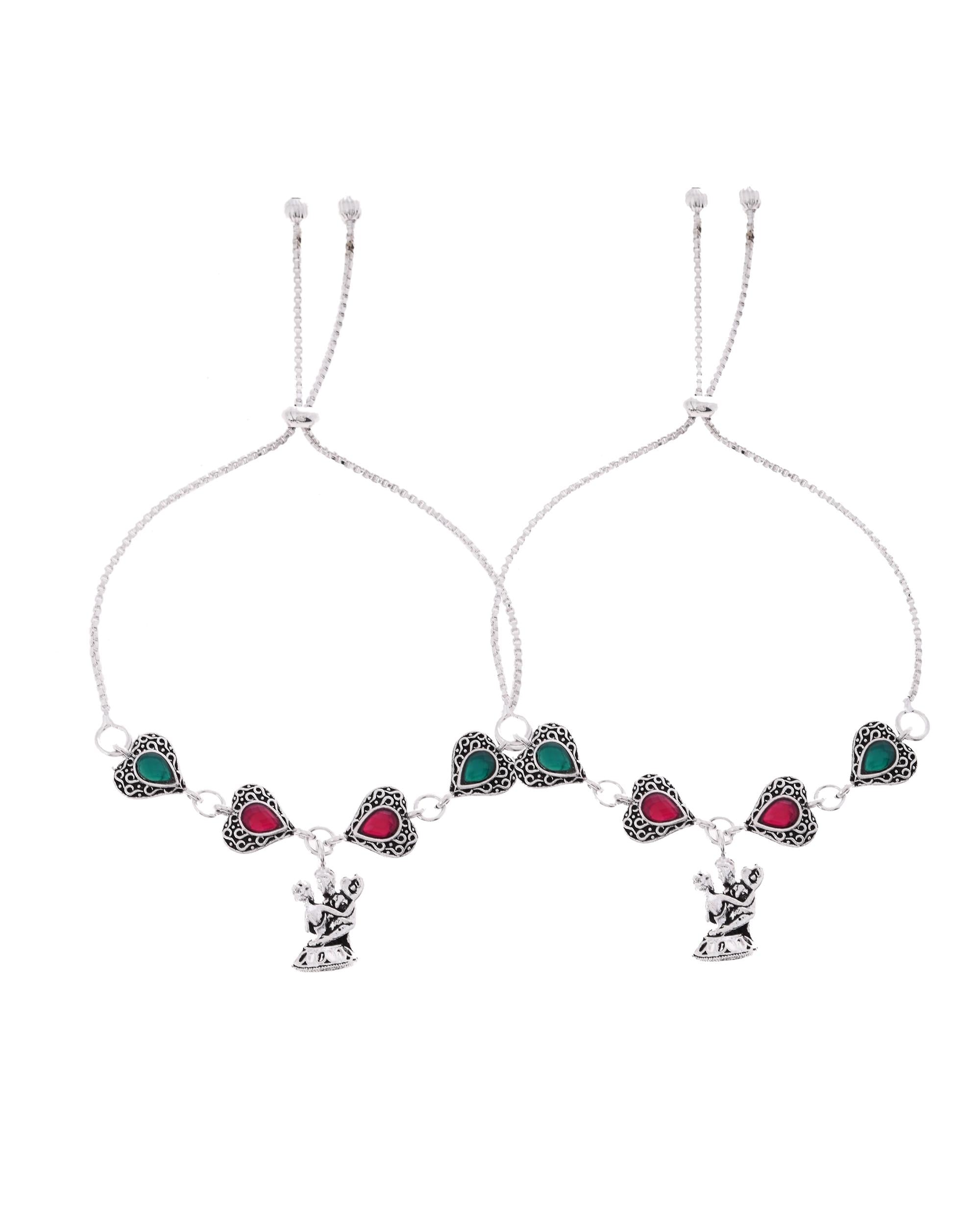 VOJ Set of 2 Silver Plated Dancing Couple Anklet - Distacart