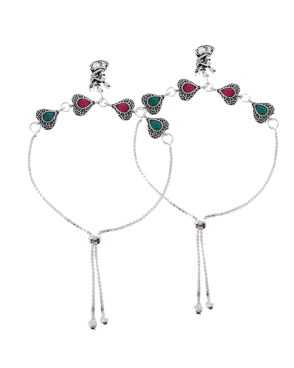 VOJ Set of 2 Silver Plated Dancing Couple Anklet - Distacart