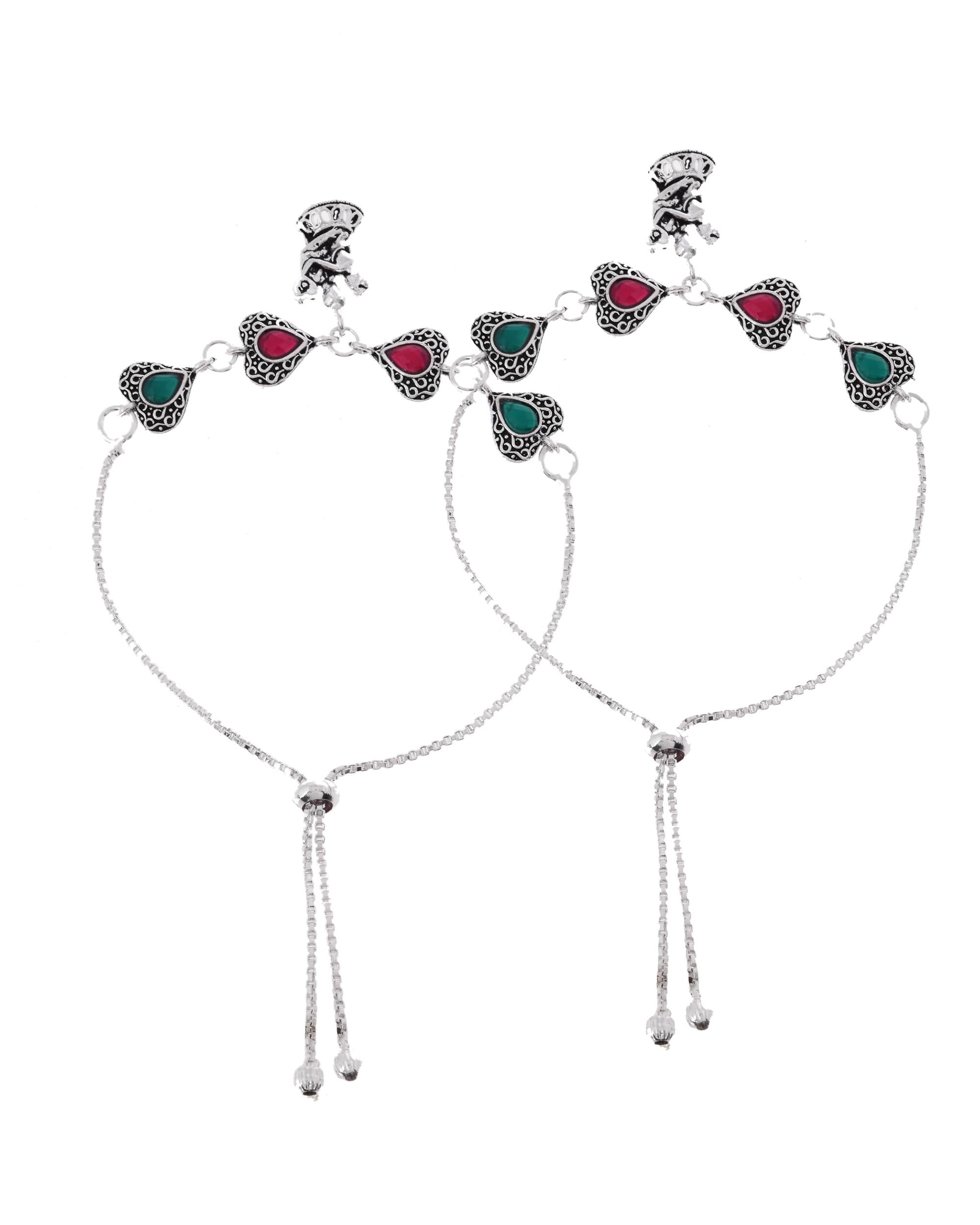 VOJ Set of 2 Silver Plated Dancing Couple Anklet - Distacart