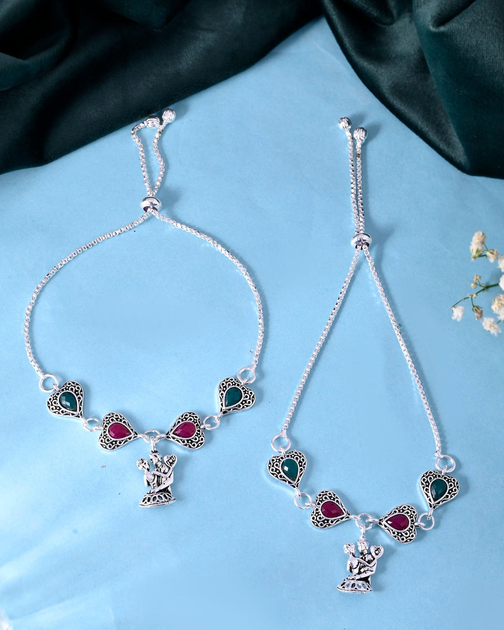 VOJ Set of 2 Silver Plated Dancing Couple Anklet - Distacart