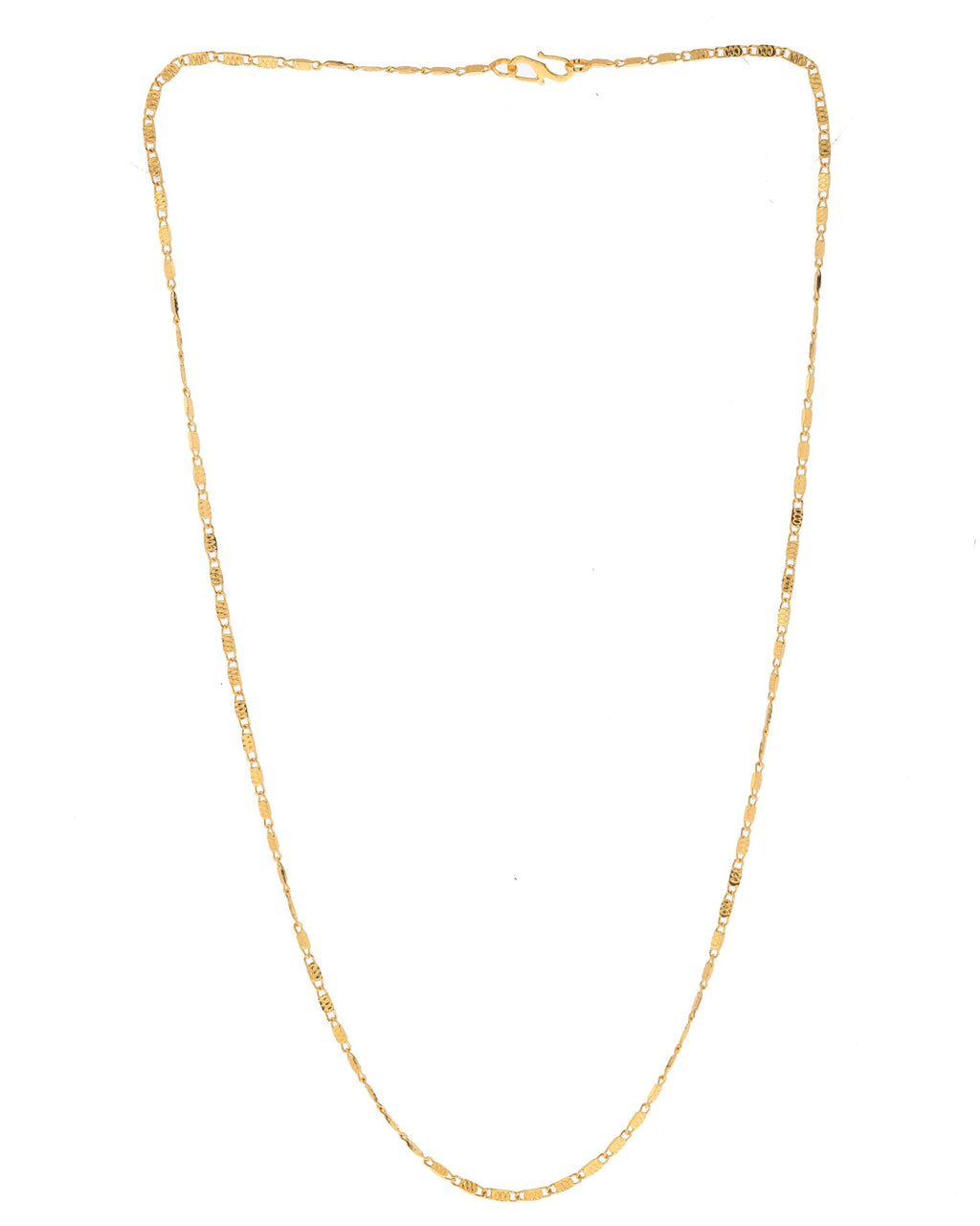 VOJ Gold-Polished Designer Biscuit Shaped Chain For Women