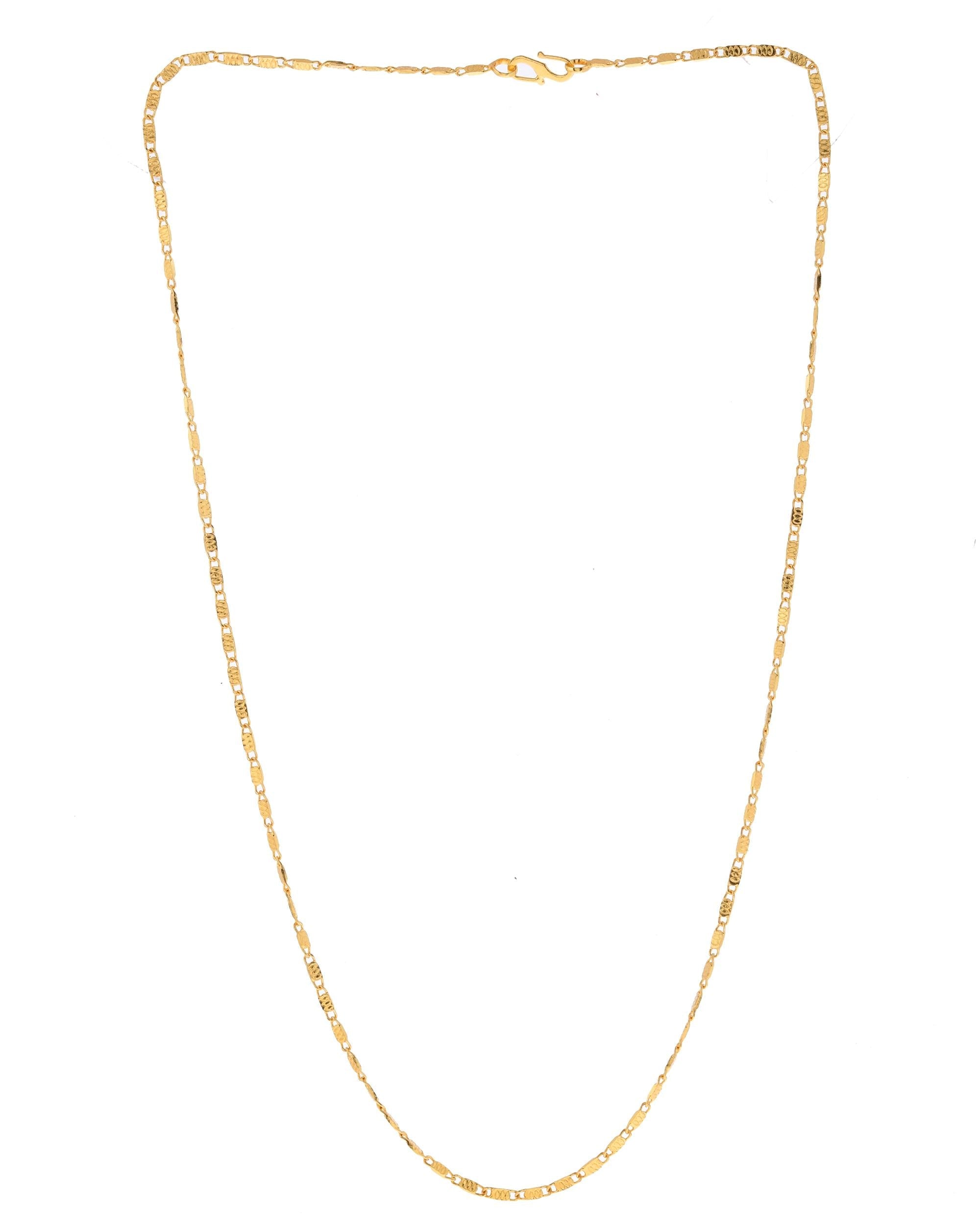 VOJ Gold-Polished Designer Biscuit Shaped Chain For Women