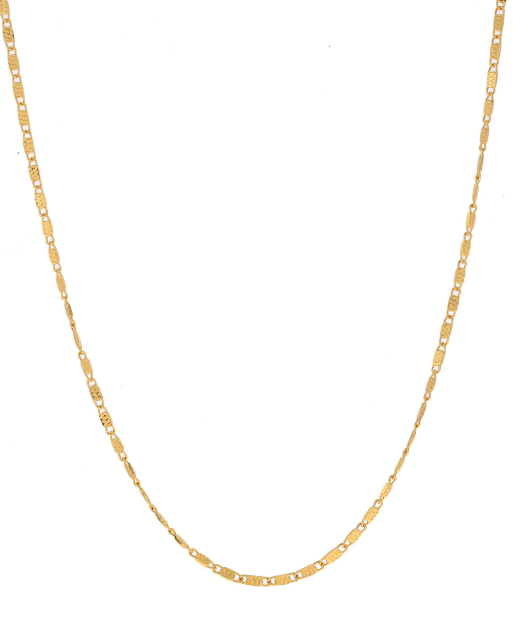 VOJ Gold-Polished Designer Biscuit Shaped Chain For Women