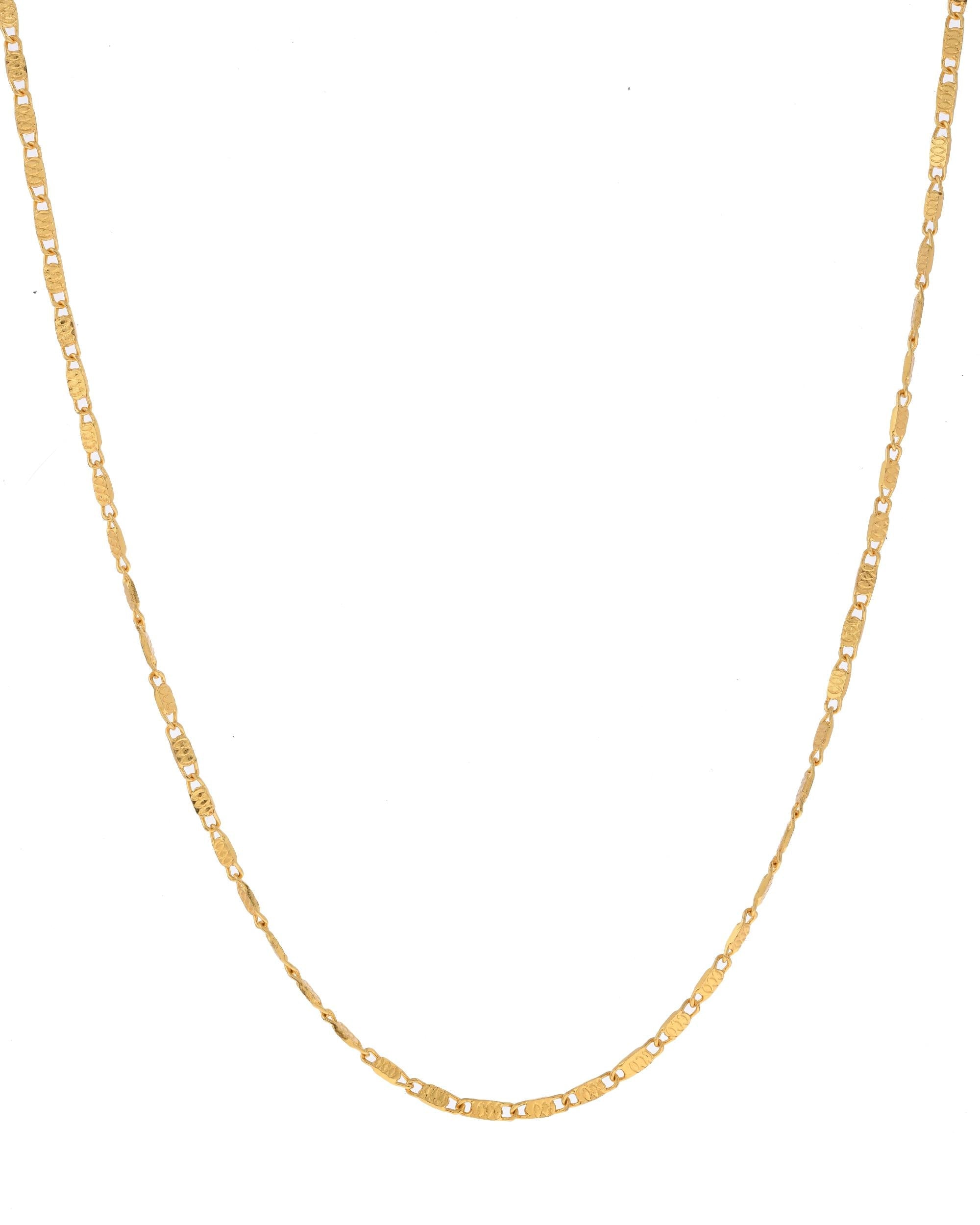 VOJ Gold-Polished Designer Biscuit Shaped Chain For Women