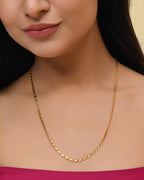 VOJ Gold-Polished Designer Biscuit Shaped Chain For Women