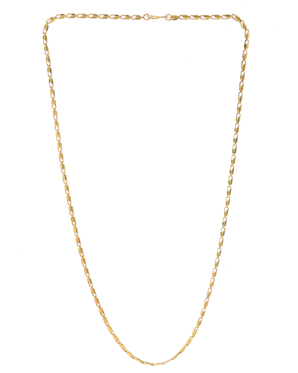 VOJ Gold-Polished Designer Biscuit Shaped Chain For Women