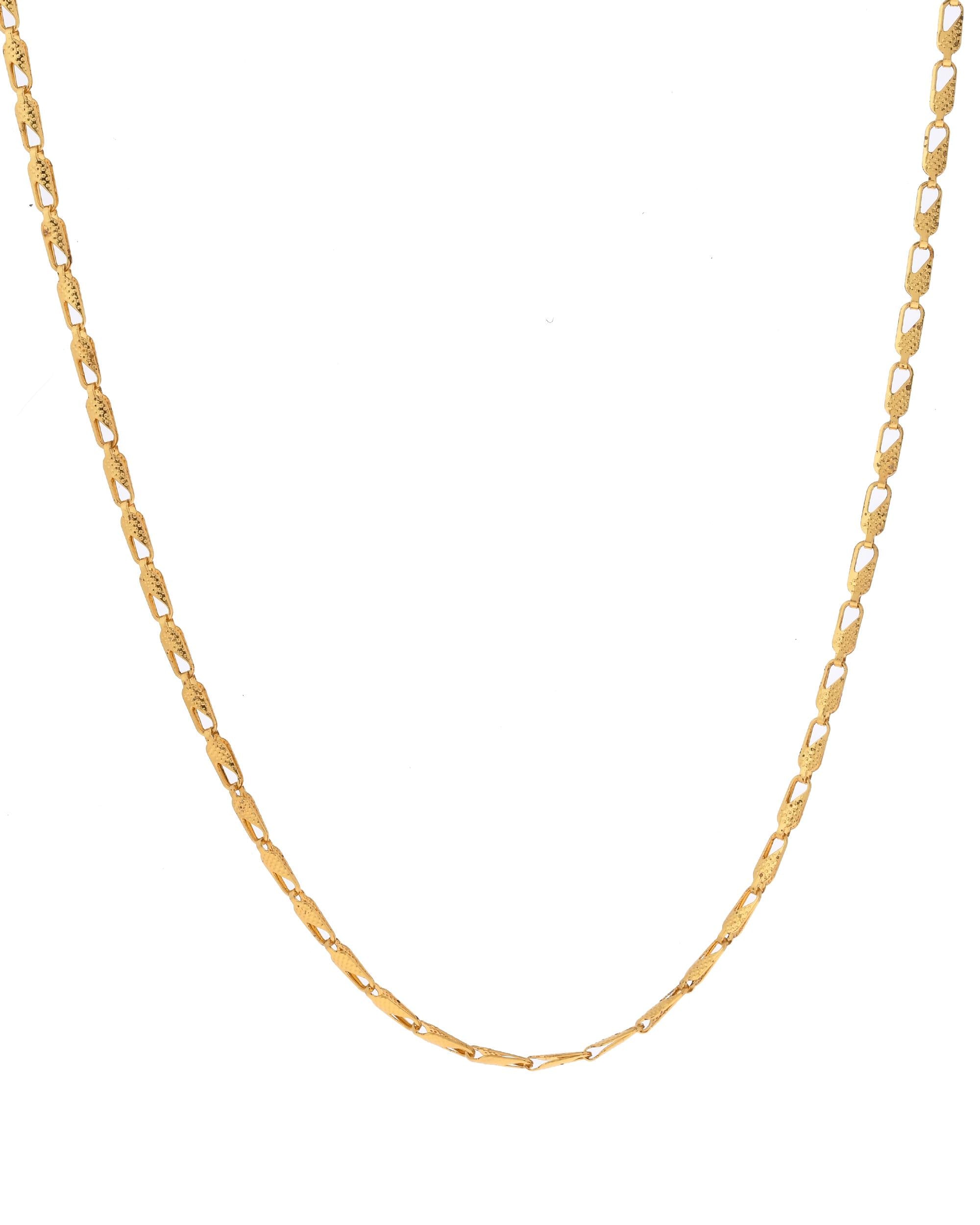 VOJ Gold-Polished Designer Biscuit Shaped Chain For Women