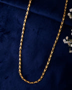 VOJ Gold-Polished Designer Biscuit Shaped Chain For Women