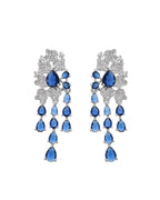 VOJ Silver Plated Ad And Blue Stone Studded Multi Layer Drop Earrings - Distacart