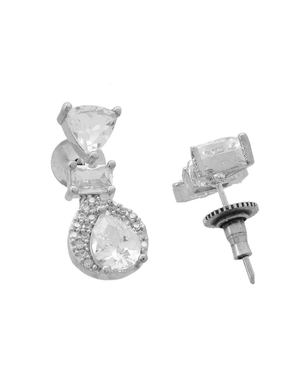 VOJ Silver Plated Ad Stone Studded Drop Earrings - Distacart