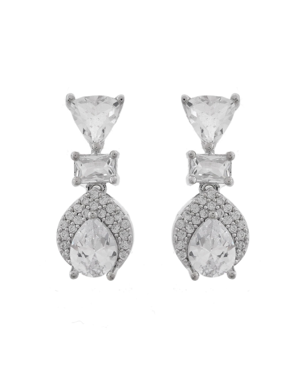 VOJ Silver Plated Ad Stone Studded Drop Earrings - Distacart