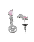 VOJ Silver Plated Pink And Ad Stone Studded Drop Earrings - Distacart
