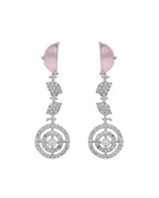 VOJ Silver Plated Pink And Ad Stone Studded Drop Earrings - Distacart