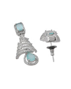 VOJ Silver Plated Mint Green Ad Stone Studded Dome Shaped Earrings - Distacart