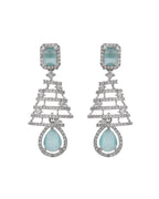 VOJ Silver Plated Mint Green Ad Stone Studded Dome Shaped Earrings - Distacart
