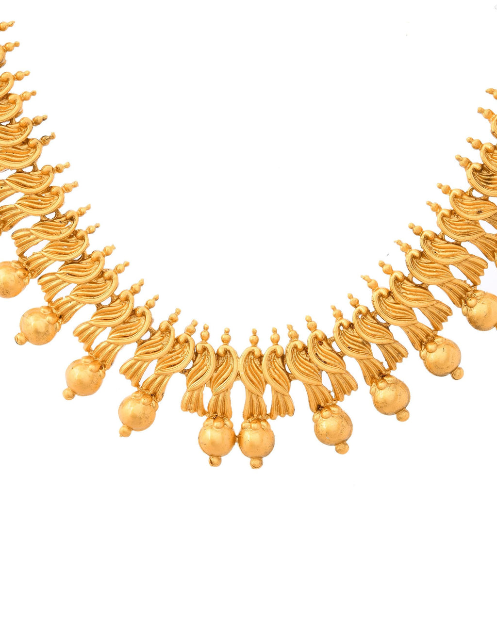 VOJ Gold-Polished Designer Necklace With Earrings Set